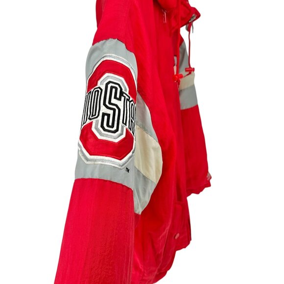 Ohio State Buckeyes L Red Puffer Jacket With Hood & Logo Athletic Branding - Picture 7 of 13